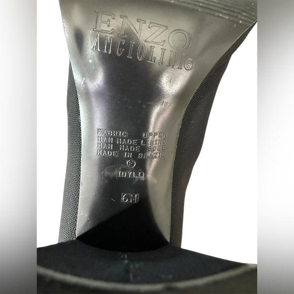 ENZO ANGIOLINI Size 6 Black Nylon Sock Ankle Boots Chunky Heels feels like 6.5 - Picture 12 of 15